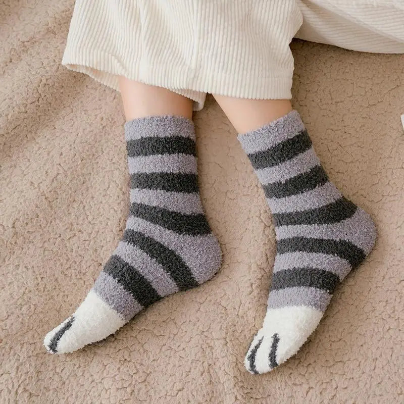 Avtoit | Cozy Cat Paw Socks – Plush Fleece Ankle Socks with Elastic Fit