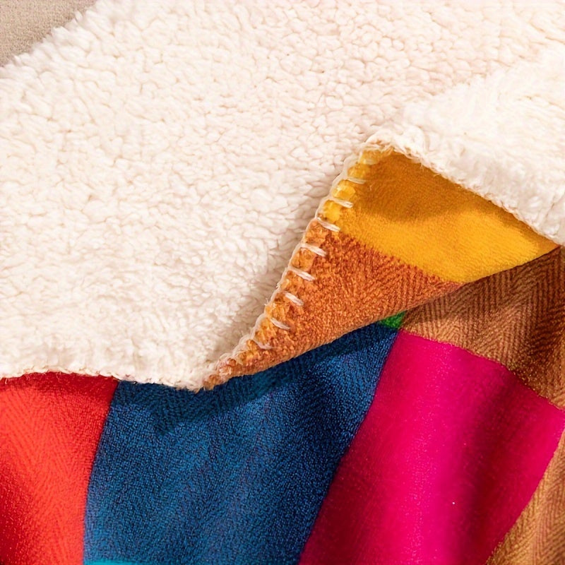 Avtoit | Coral fleece blanket – Reversible thick Sherpa blanket with a colorful checkered pattern