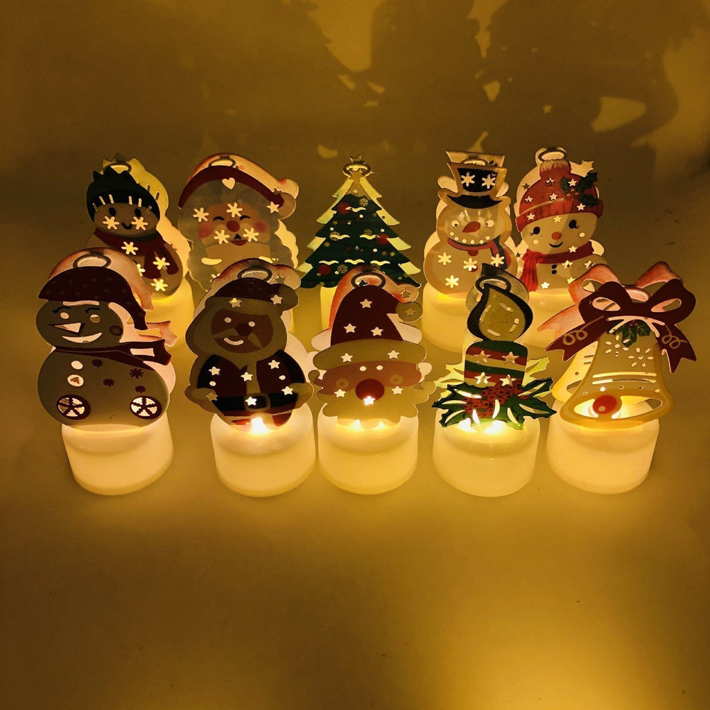 Avtoit | Electronic LED Christmas Candle Lamps - Set of 10 – Adorable Santa, Snowman & Tree Night Lights for Festive Home, Party, & Garden Décor