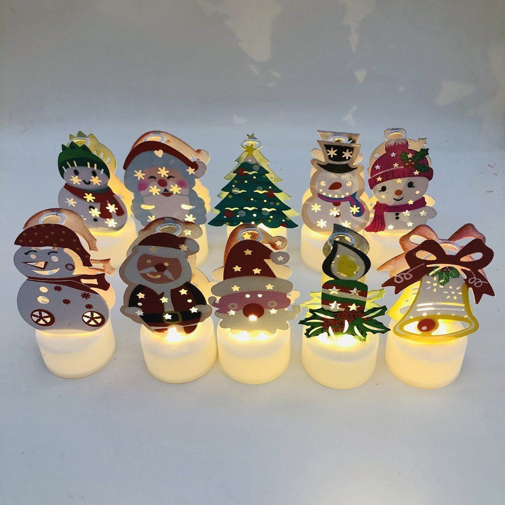Avtoit | Electronic LED Christmas Candle Lamps - Set of 10 – Adorable Santa, Snowman & Tree Night Lights for Festive Home, Party, & Garden Décor