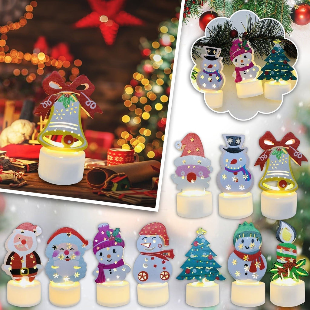 Avtoit | Electronic LED Christmas Candle Lamps - Set of 10 – Adorable Santa, Snowman & Tree Night Lights for Festive Home, Party, & Garden Décor