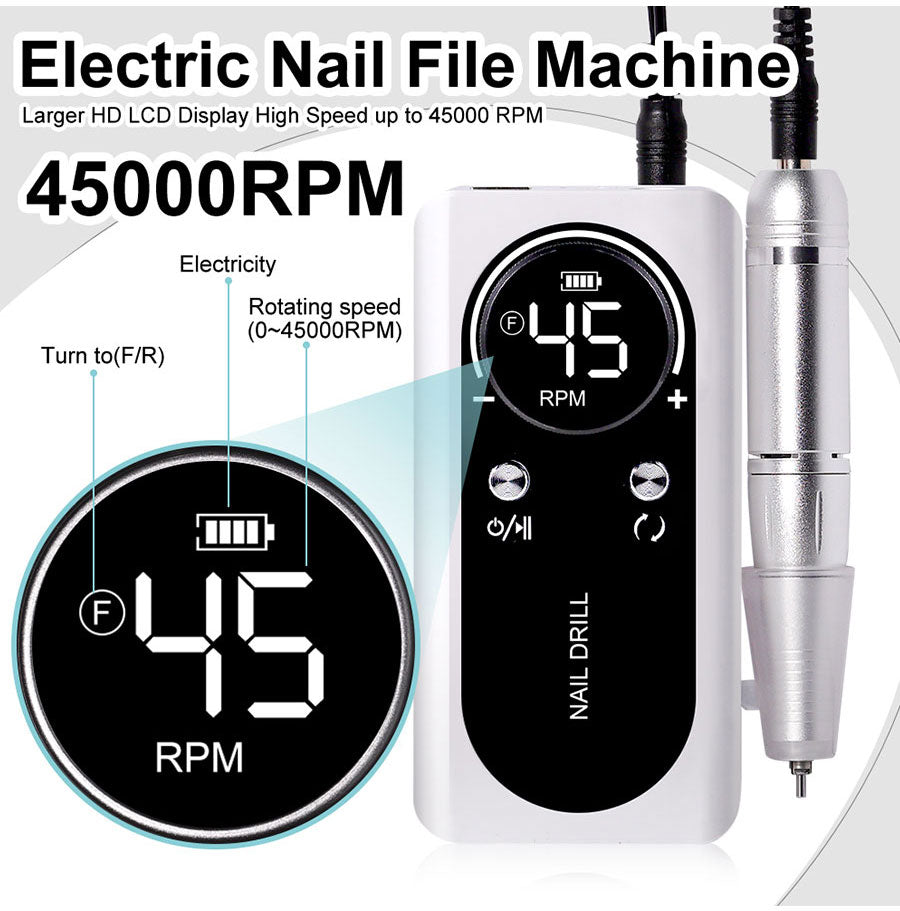 Avtoit | ProNail 45000RPM Electric Nail File – Portable Rechargeable E-File for Manicure & Acrylic Nails | Low Noise