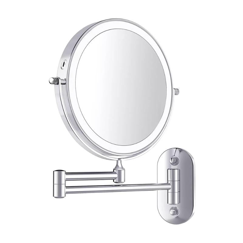 Avtoit | Evida LED Magnifying Mirror with Chrome Finish – Rechargeable Vanity Mirror for Precise Makeup & Skincare