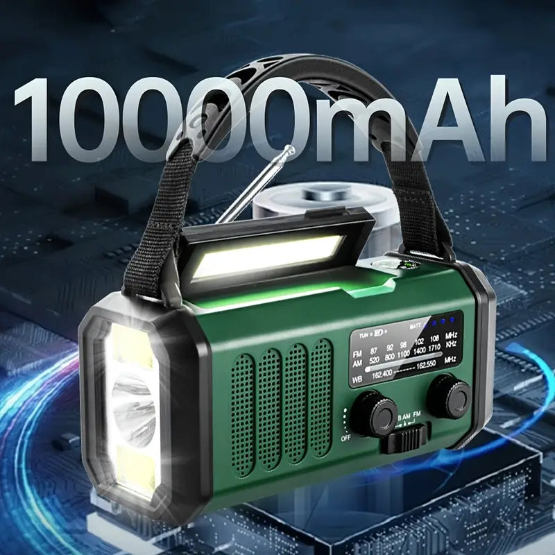 Avtoit | Solar Emergency Radio with Power Bank – Hand Crank & LED Torch for Camping and Outdoor Use