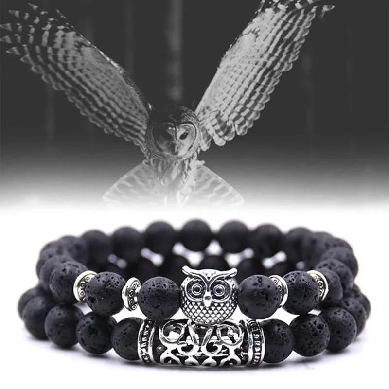 Avtoit | Owl Charm Natural Stone Bracelet