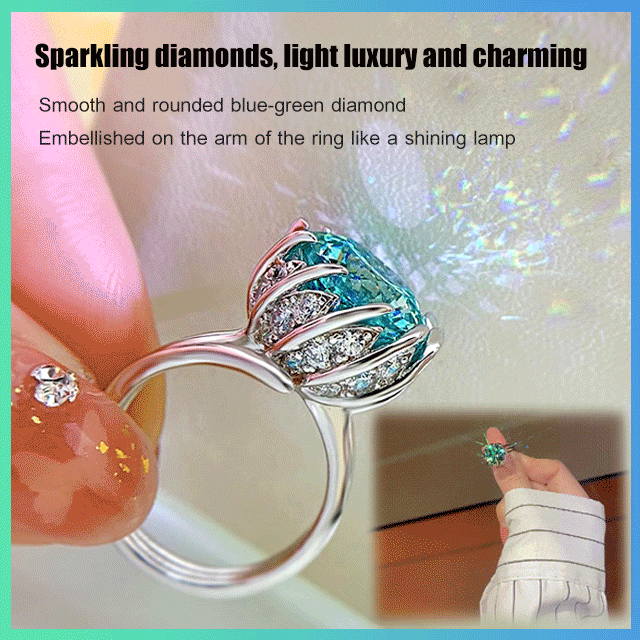 Avtoit | 6 Carat Paraiba Blue-green Lotus Diamond Ring