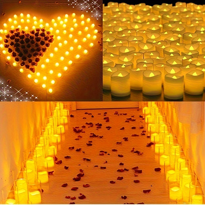 Avtoit | 24/50/100 Pack flameless LED candles – battery-operated flickering tealights, smokeless and romantic for weddings and engagements