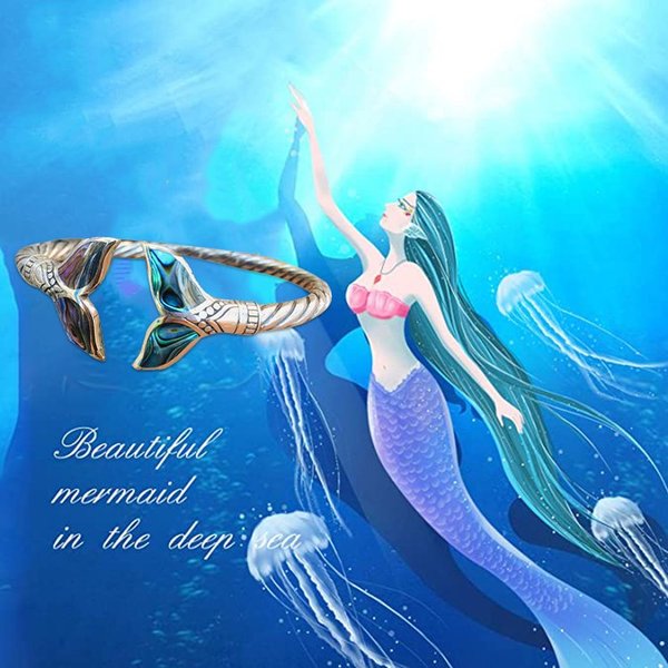 Avtoit | Abalone Shell Mermaid Tail SS Bangle Bracelet