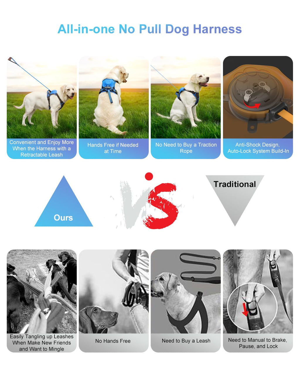 Avtoit | mamymarket™ - Dog Harness and Retractable Leash Set All-in-One