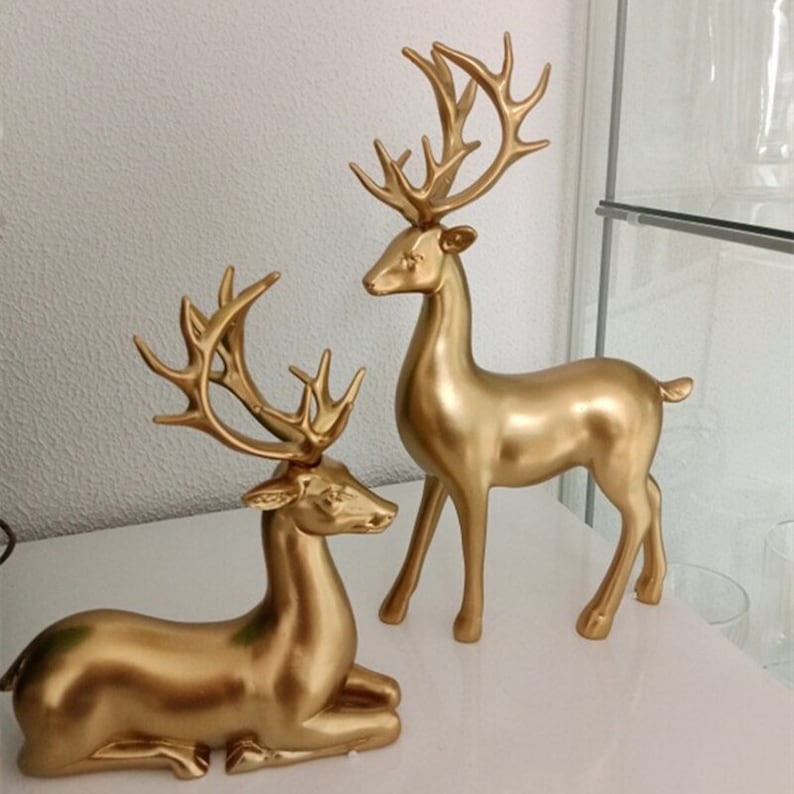 Avtoit | Golden Couple Deer Figurines