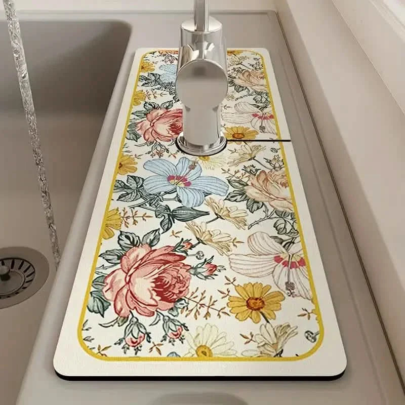 Avtoit | Floral Sink Faucet Absorbent Mat