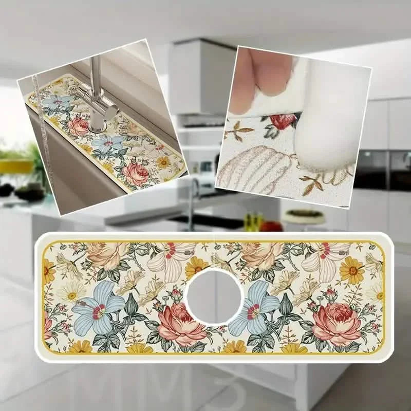 Avtoit | Floral Sink Faucet Absorbent Mat