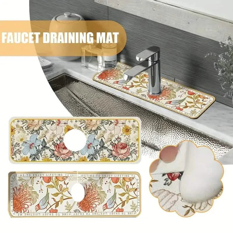 Avtoit | Floral Sink Faucet Absorbent Mat