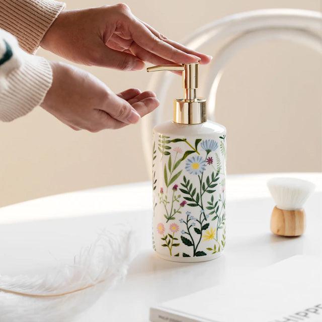 Avtoit | Soap dispenser made of ceramic with floral design