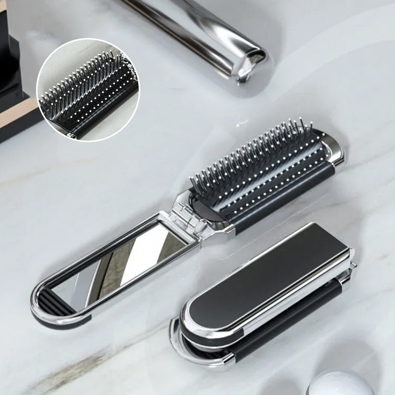 Avtoit | MirrorFlex Travel Mirror Hair Brush | Foldable & Compact | Practical Styling on the Go