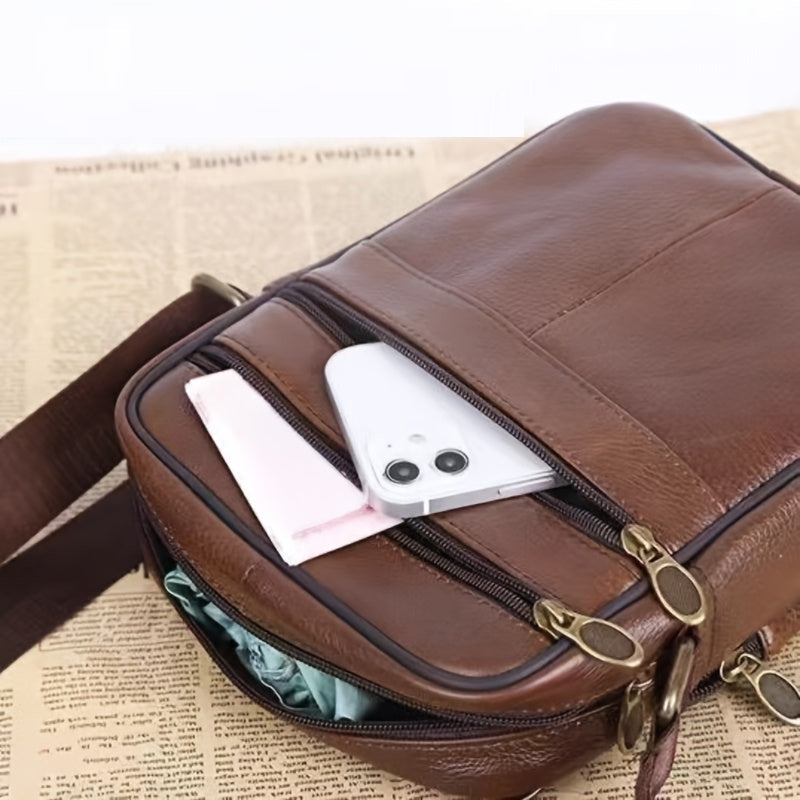 Avtoit | Men’s Leather Shoulder Bag | Genuine Cowhide Crossbody | Adjustable Strap