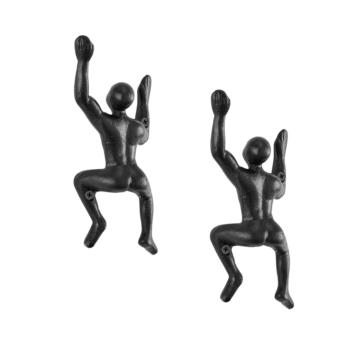 Avtoit | "Wall Climber" Cast Iron Decorative Black Wall Mount Hooks (Set of 2)