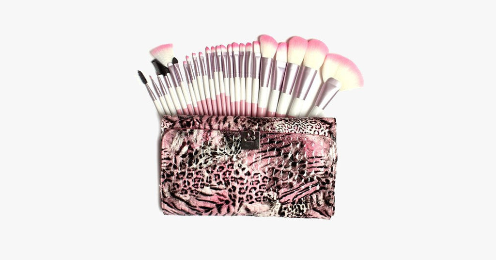 Avtoit | 24-piece Pink Leopard Brush Set