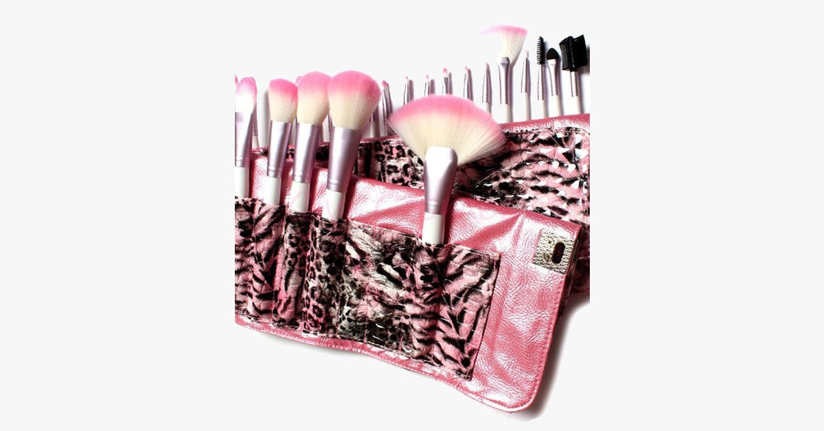 Avtoit | 24-piece Pink Leopard Brush Set