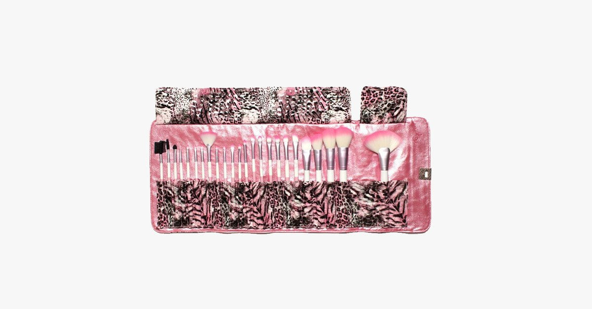 Avtoit | 24-piece Pink Leopard Brush Set