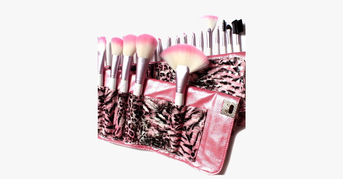 Avtoit | 24-piece Pink Leopard Brush Set
