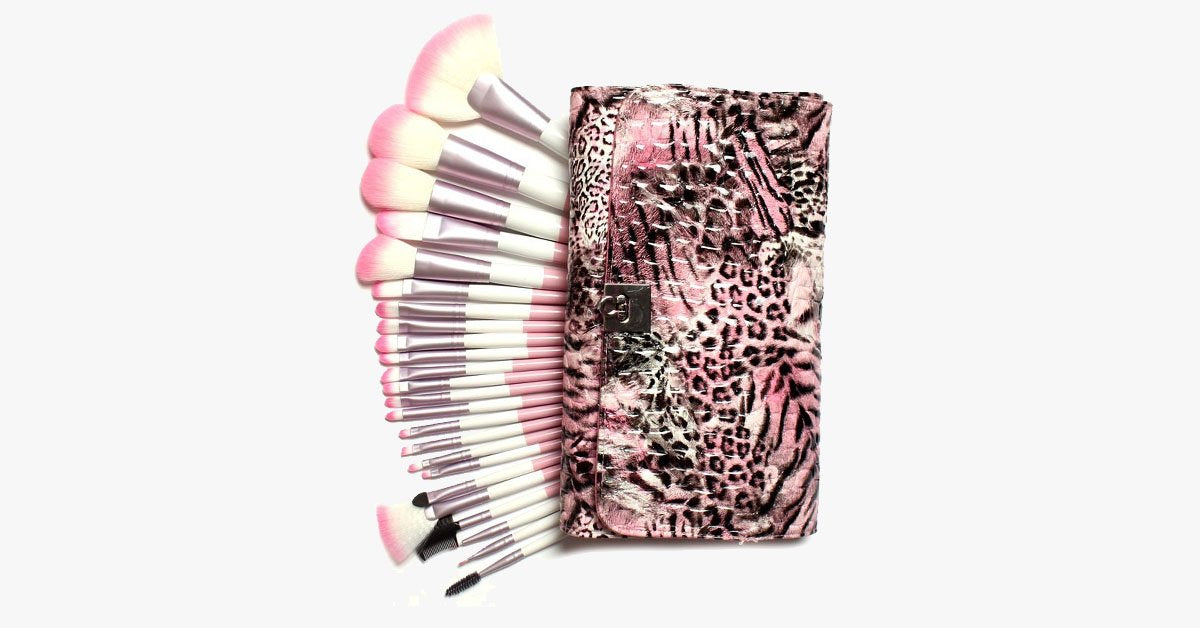 Avtoit | 24-piece Pink Leopard Brush Set