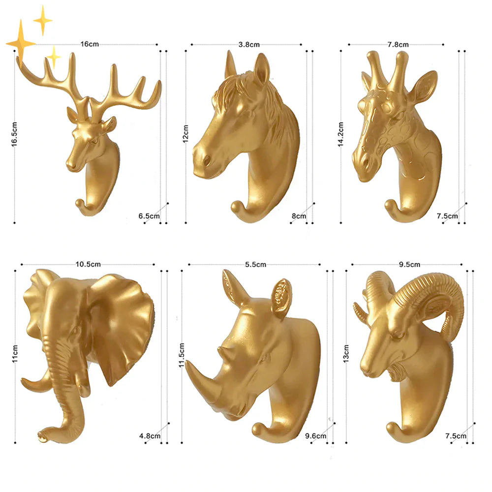 Avtoit | Luxurious Golden Animal Head Wall Hook for Keys