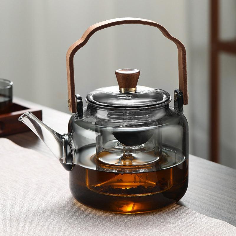 Avtoit | Serenya – Smoked Glass & Wood Tea Infuser | Elegant Teaware for Loose Leaf Brewing