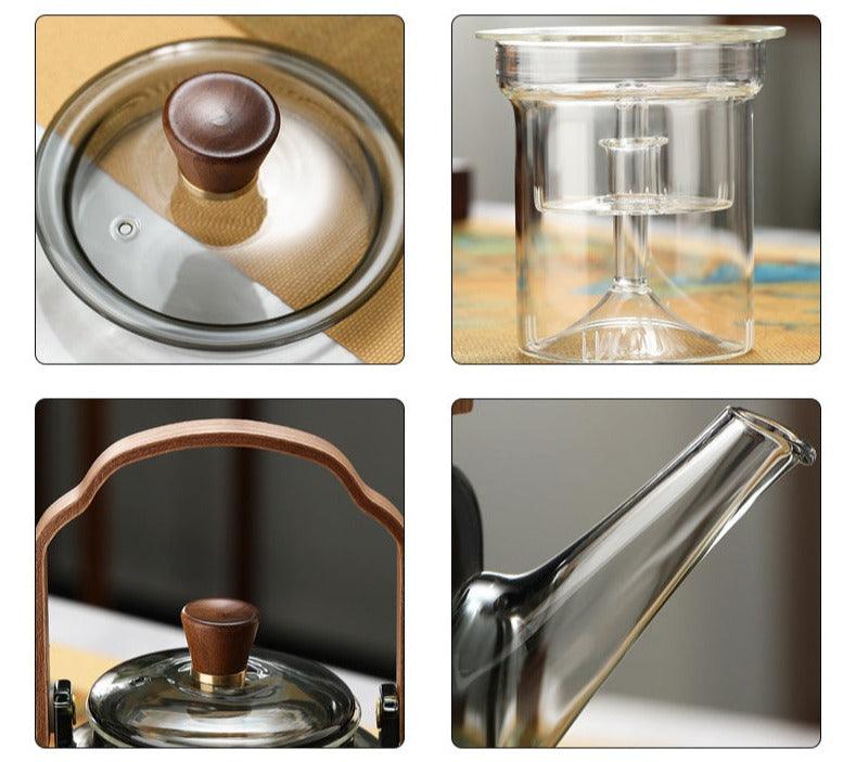 Avtoit | Serenya – Smoked Glass & Wood Tea Infuser | Elegant Teaware for Loose Leaf Brewing
