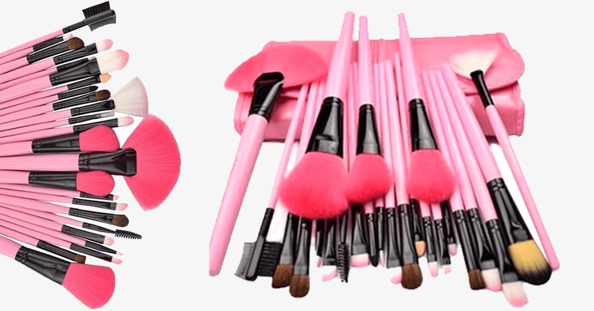 Avtoit | 24-piece Pink Glory Brush Set with free case