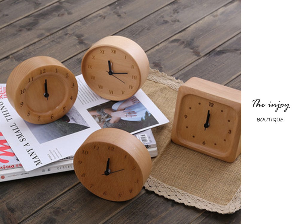 Avtoit | Beech Wood Alarm Clock Small, No Screen Minimalist Desk Clock, Nightstand Clock, Gift for Him