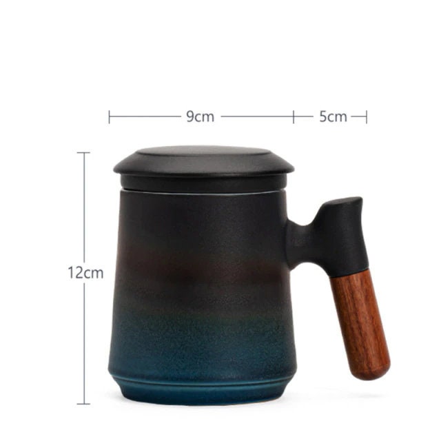 Avtoit | Japanese Ceramic Tea Mug Set with Tea Strainer and Lid, Handmade