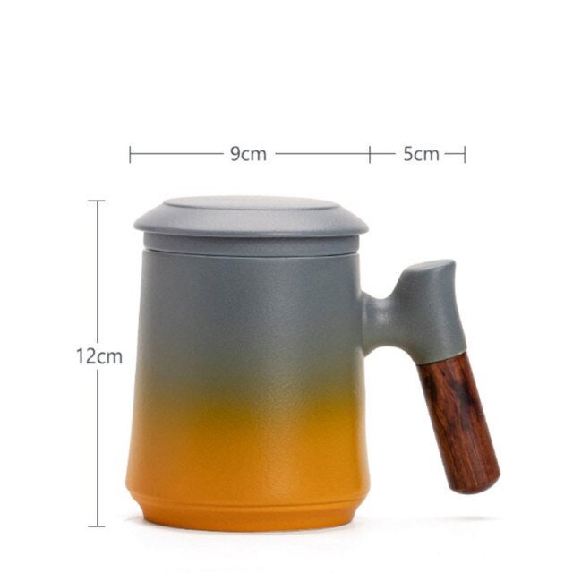 Avtoit | Japanese Ceramic Tea Mug Set with Tea Strainer and Lid, Handmade