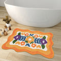 Avtoit | Colorful Flower Bathroom Mat, Orange Flora Soft Bathroom Rug, Woven Bath Mat, Purple Tulip Water-Absorbent Non-Slip Bath Mat