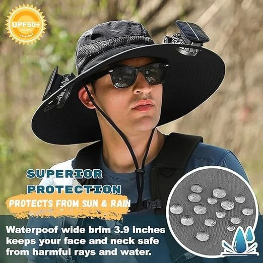 Avtoit | Lightweight Breathable Cooling Sun Hat for Men with Dual Fan & Solar Power