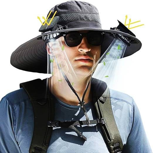 Avtoit | Lightweight Breathable Cooling Sun Hat for Men with Dual Fan & Solar Power