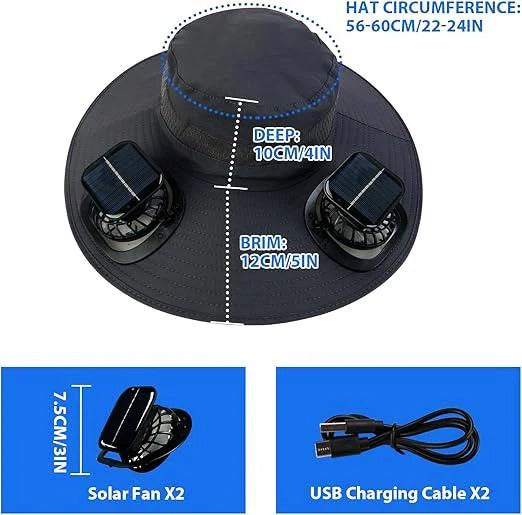 Avtoit | Lightweight Breathable Cooling Sun Hat for Men with Dual Fan & Solar Power