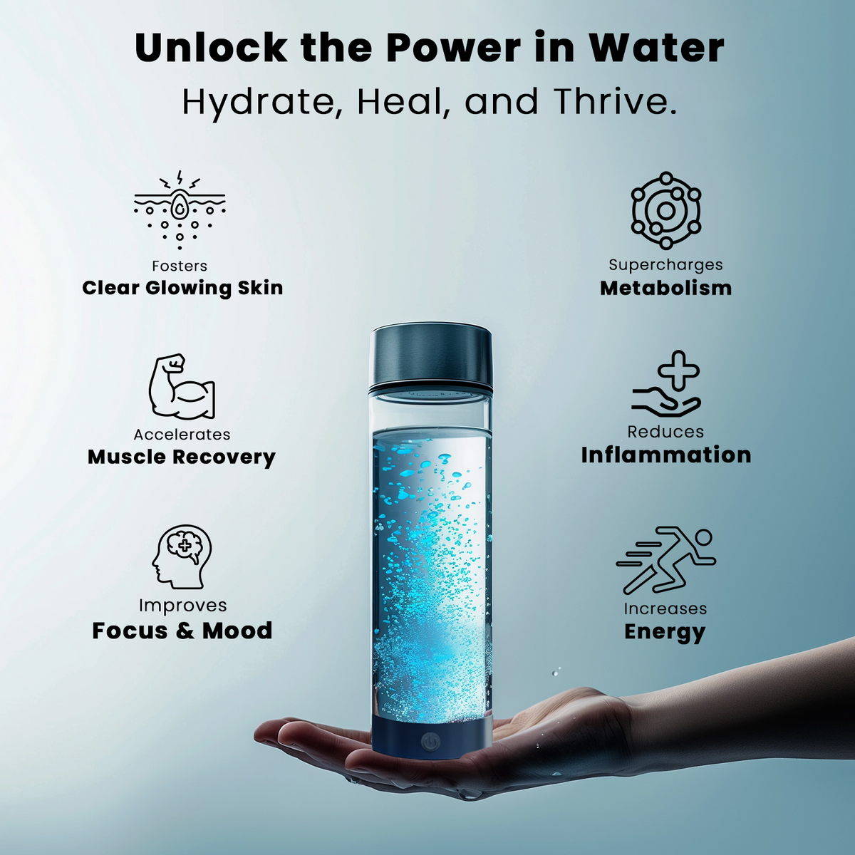 Avtoit | Hydrogen Water Bottle | USB Rechargeable, Anti-Inflammatory & Perfect for Daily Hydration and Wellness