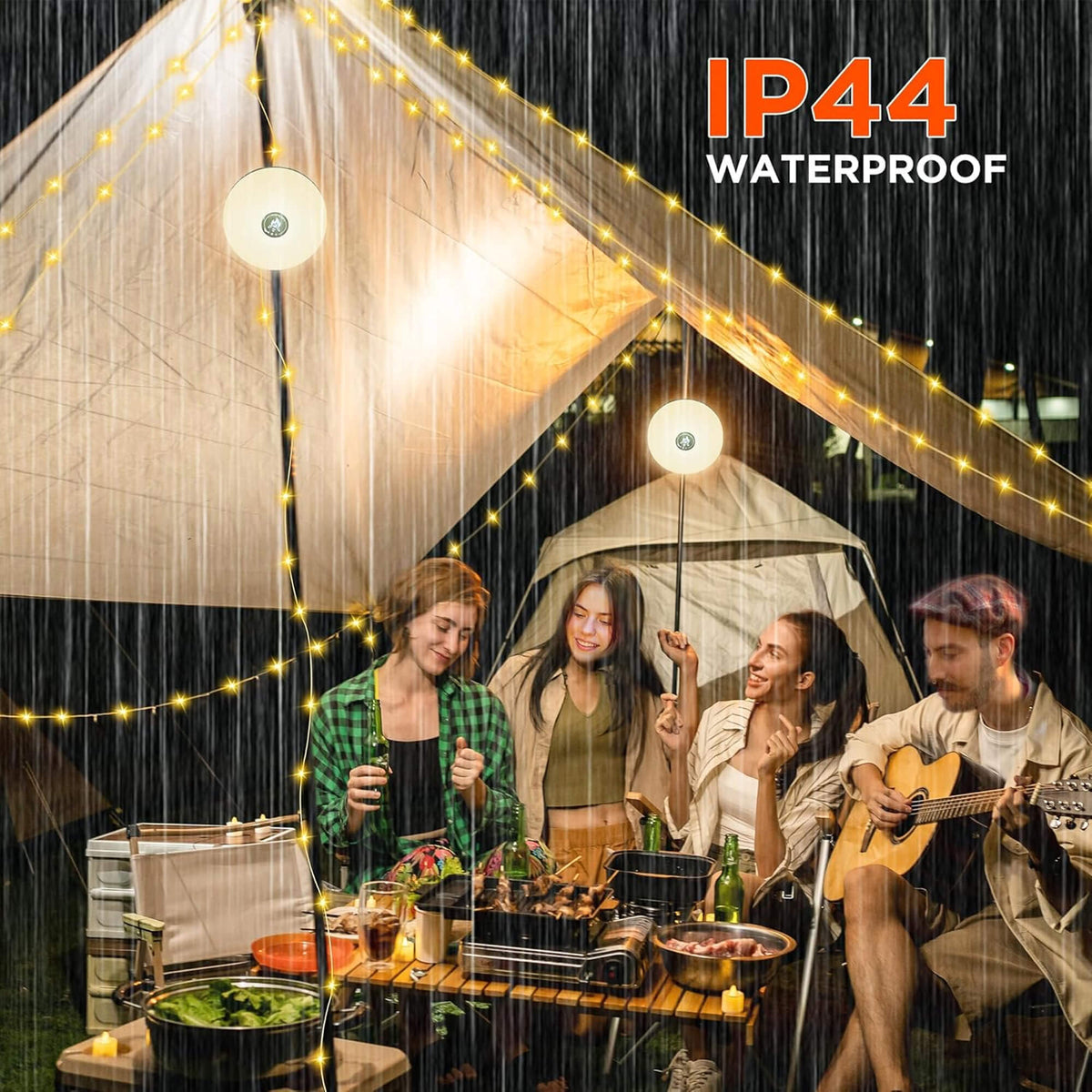 Avtoit | 4 in 1 Camp Light – Portable Camping Lantern, String Lights with 8 Lighting Modes, Rechargeable Power Bank for Outdoor Adventures