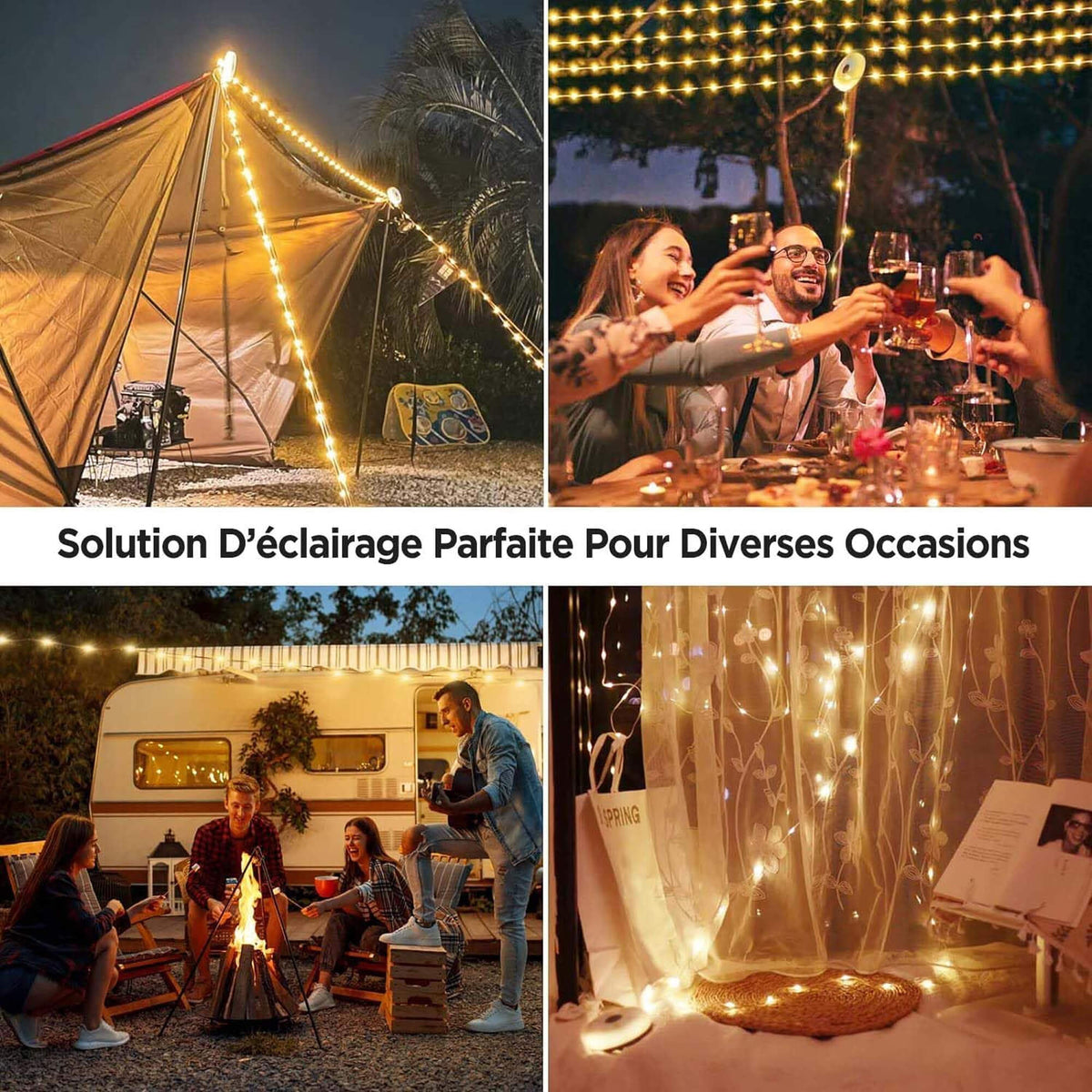 Avtoit | 4 in 1 Camp Light – Portable Camping Lantern, String Lights with 8 Lighting Modes, Rechargeable Power Bank for Outdoor Adventures