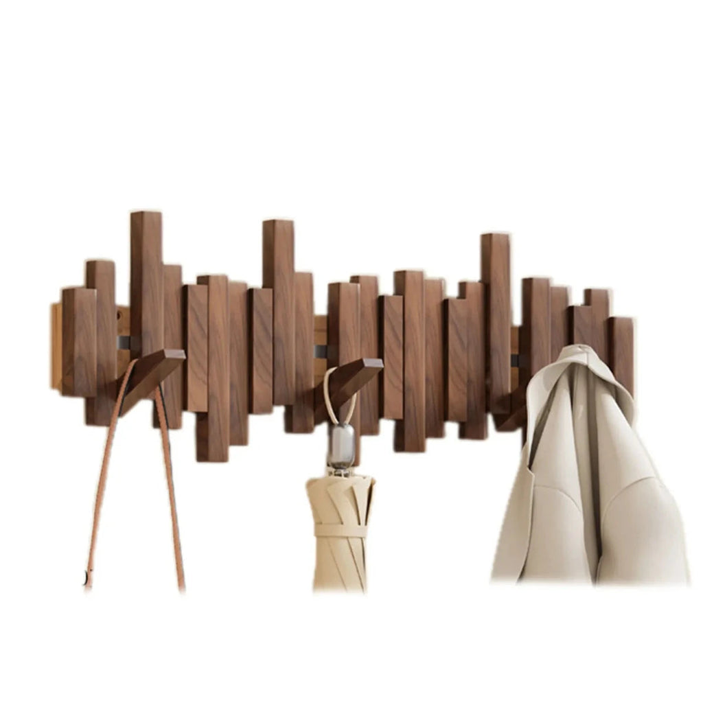 Avtoit | Piano Wall-Mounted Coat Rack – Walnut or Beech Wood Hook Rail for Jackets, Bags & Hats