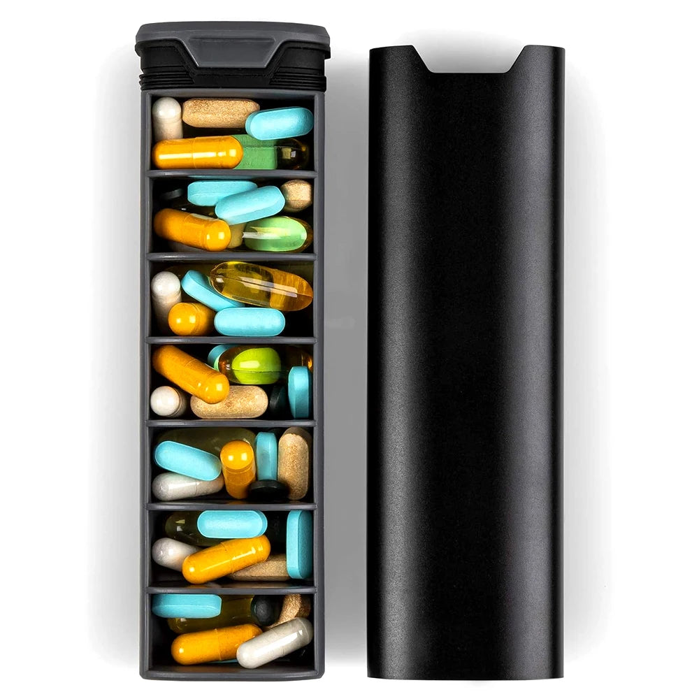 Avtoit | MediEase Weekly Pill Organizer – Elegant Wooden & Aluminium Pill Box