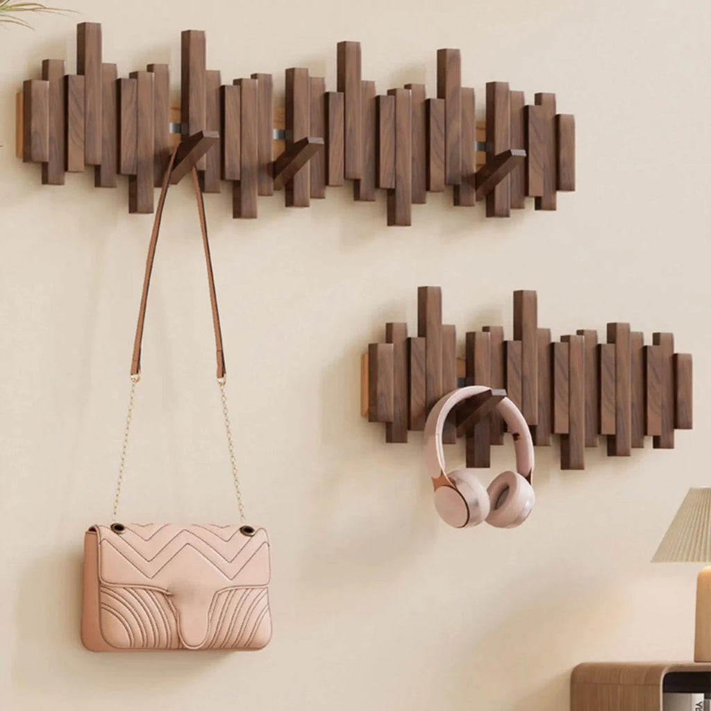 Avtoit | Piano Wall-Mounted Coat Rack – Walnut or Beech Wood Hook Rail for Jackets, Bags & Hats