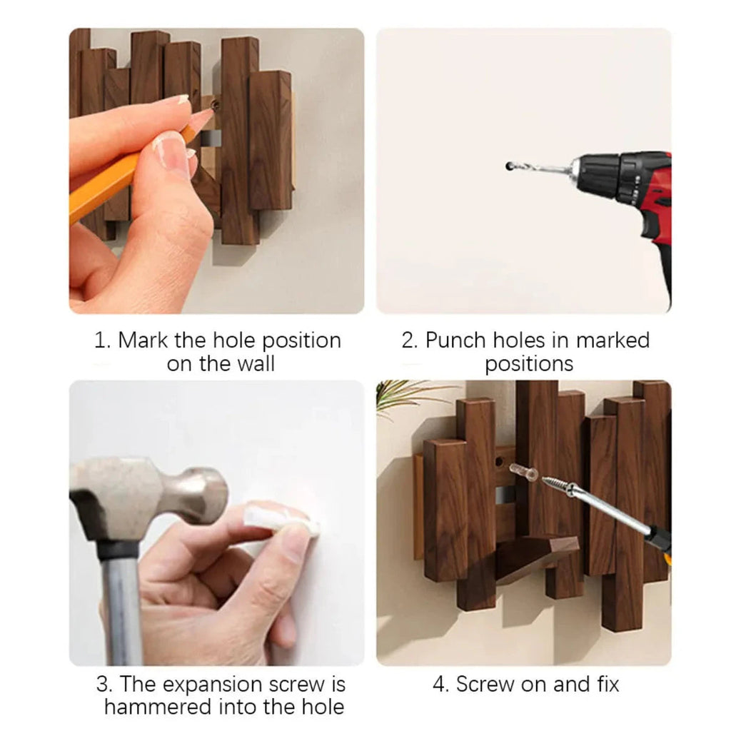 Avtoit | Piano Wall-Mounted Coat Rack – Walnut or Beech Wood Hook Rail for Jackets, Bags & Hats