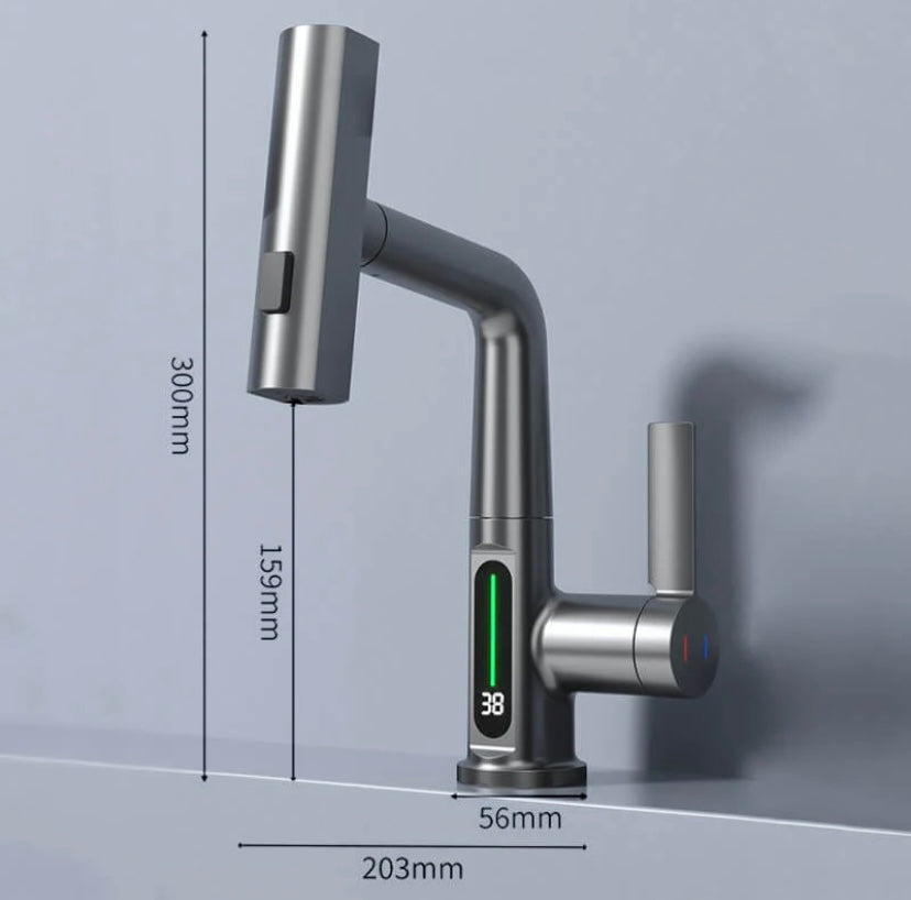 Avtoit | WaterMaster Flexible LED Kitchen & Bathroom Faucet – 360° Swivel, Pull-Out Hose & 5 Spray Modes
