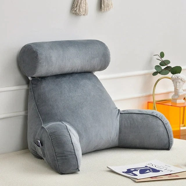 Avtoit | Backrest Pillow with Arms | Adjustable Headrest, Soft Velour Cover & Ideal for Couch or Bed Relaxation