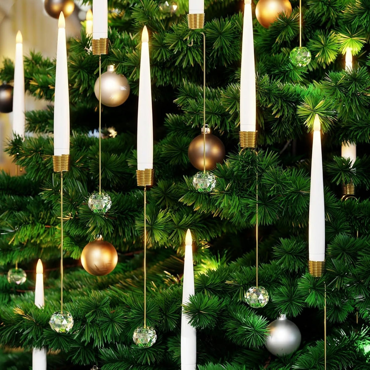 Avtoit | LED Christmas tree candles with crystal ball – Realistic flame effect