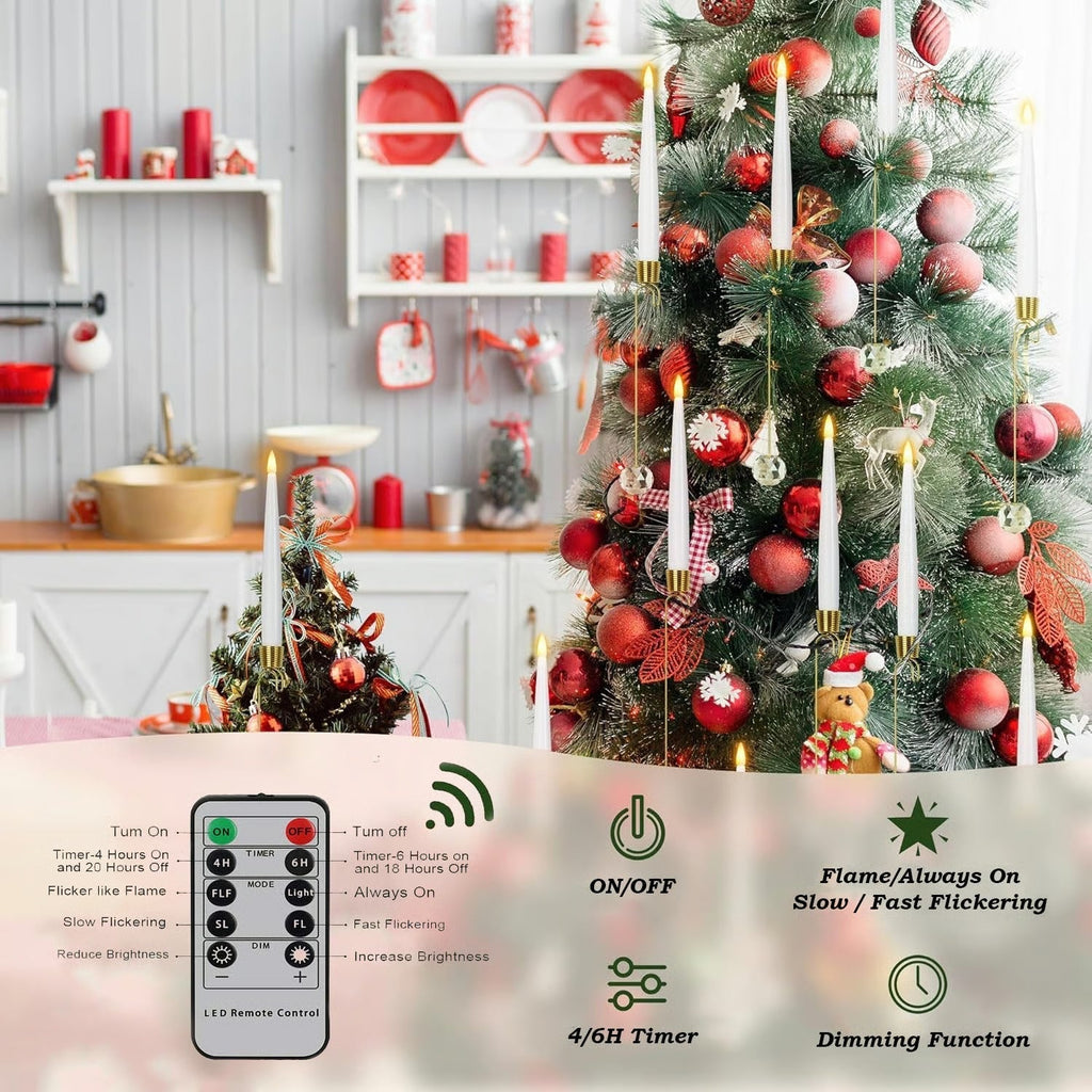 Avtoit | LED Christmas tree candles with crystal ball – Realistic flame effect