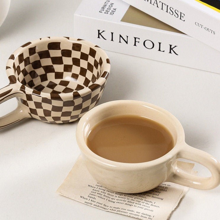 Avtoit | Ceramic mug with irregular checkerboard pattern