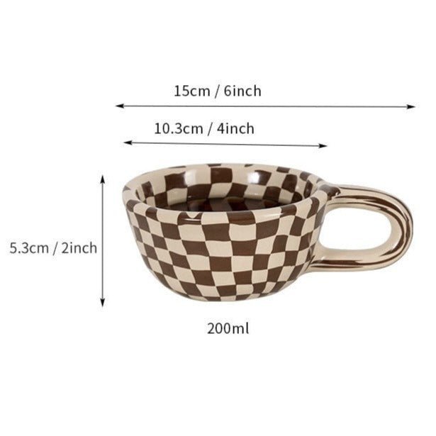 Avtoit | Ceramic mug with irregular checkerboard pattern